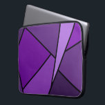 Abstract Purple Polygons Laptop Sleeve<br><div class="desc">Inspired by stained glass, this stylish geometric design contains polygons in various shades of purple outlined in black. A lavender triangle slashes in from the upper right with an array of progressively darker purple quadrangles and other shapes spiralling around it from light to dark. Two dark purple shapes ground the...</div>