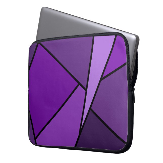 Abstract Purple Polygons Laptop Sleeve (Front Left)