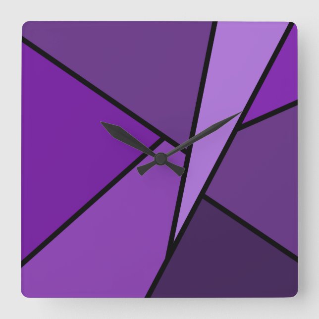 Abstract Purple Polygons Square Wall Clock (Front)