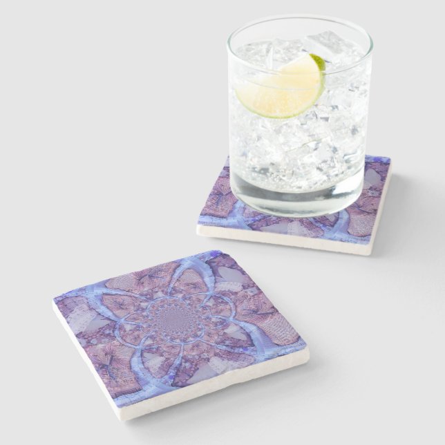 Abstract Purple Psychedelic Art Modern Pattern Stone Coaster (Side)