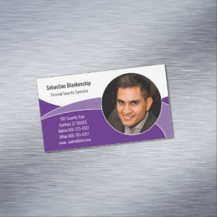 Abstract Purple Security Professional Custom Photo Magnetic Business Card