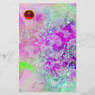 ABSTRACT PURPLE TEAL BLUE SWIRLS,WAVES,RED RUBY