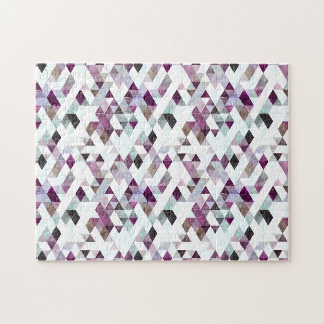 Abstract Purple Teal Diamond Quilt Pattern Puzzle (Horizontal)