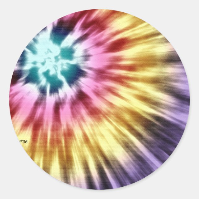 Abstract Purple Tie Dye Classic Round Sticker (Front)
