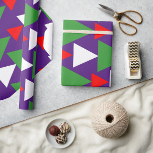 Abstract Purple Violet Red White Green Geometric Wrapping Paper