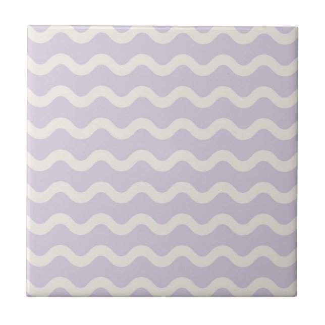 Abstract Purple Wavy Stripe Minimalist Home Accent Tile (Front)