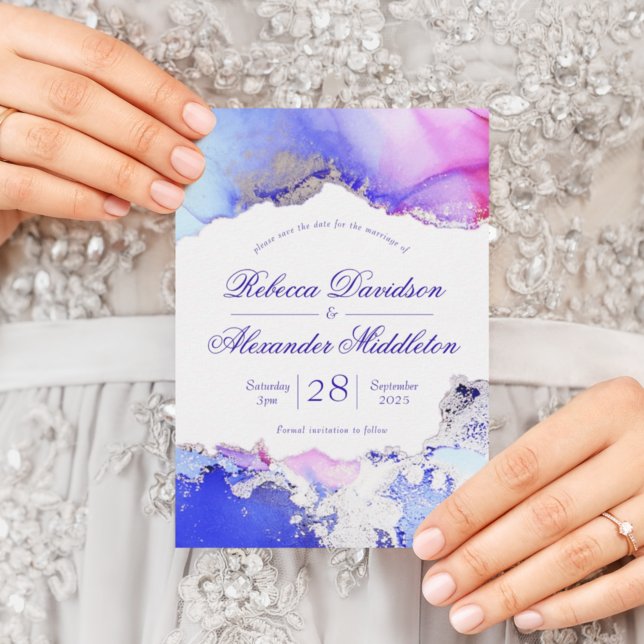 Abstract Purple Wedding Flat Save The Date (Creator Uploaded)
