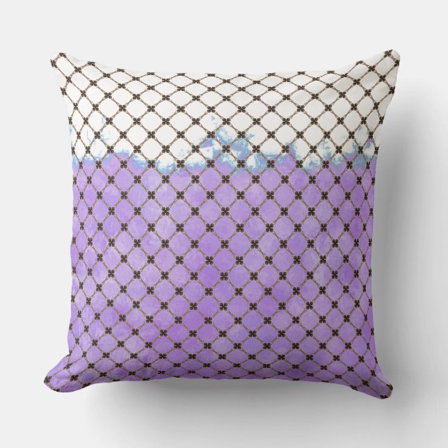 Abstract Purple, White, Bronze Pattern Throw Pillow (Front)