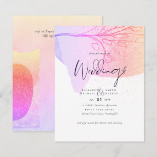Abstract Purplish Wedding Invite Low Cost Budget