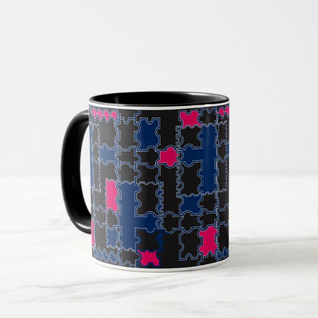 Abstract puzzles pieces elements patchwork geometr mug (Front Left)