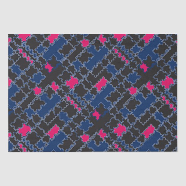 Abstract puzzles pieces elements patchwork geometr tissue paper (Front)