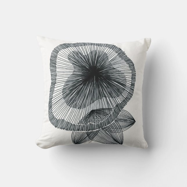 Abstract Radial Line Art Flower Throw Pillow (Front)