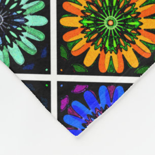 Abstract Radiant Flowers with Surreal Blooms Fleece Blanket