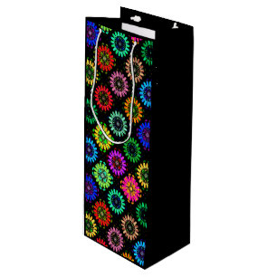 Abstract Radiant Flowers with Surreal Blooms Wine Gift Bag