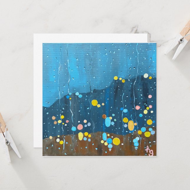 Abstract Rain Painting Invitation (Front/Back In Situ)