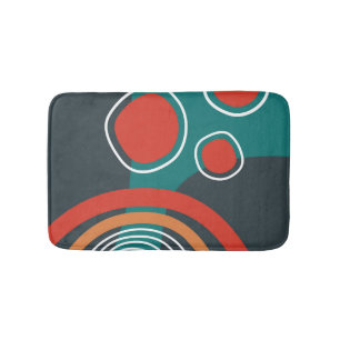 Abstract rainbow and suns boho artwork bath mat