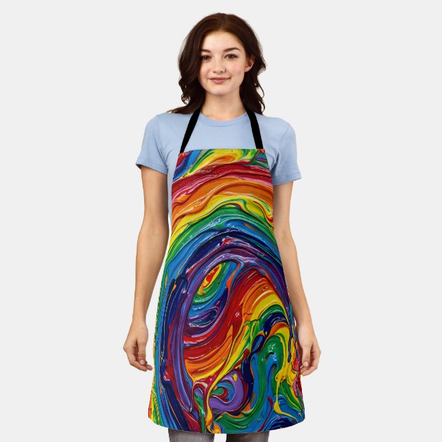 Abstract Rainbow Arc Bridge Multicolor Apron (Worn)