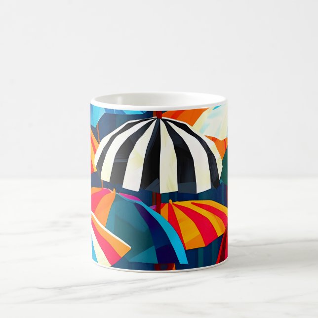 Abstract Rainbow Beach Umbrella Coffee Mug (Center)