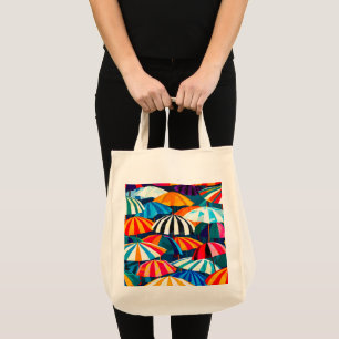 Abstract Rainbow Beach Umbrella Tote Bag