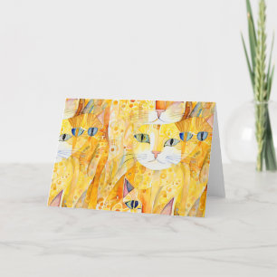Abstract rainbow cat thank you card