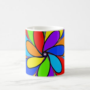 Abstract rainbow colored flower design coffee mug