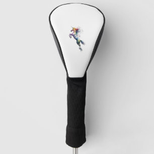 Abstract rainbow coloured watercolor of an unicorn golf head cover