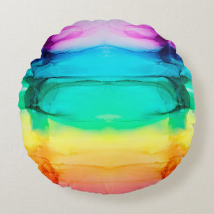 Abstract rainbow colourful background, wallpaper. round pillow