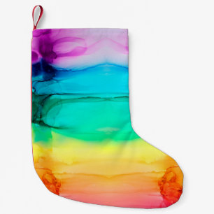 Abstract rainbow colourful background, wallpaper. small christmas stocking