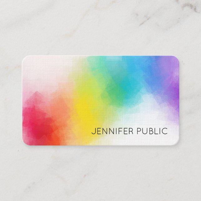 Abstract Rainbow Colours Elegant Template Modern Business Card (Front)