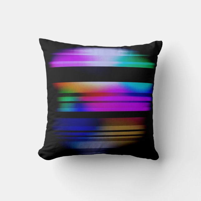 Abstract Rainbow Colours on Black Background Pillo Throw Pillow (Front)