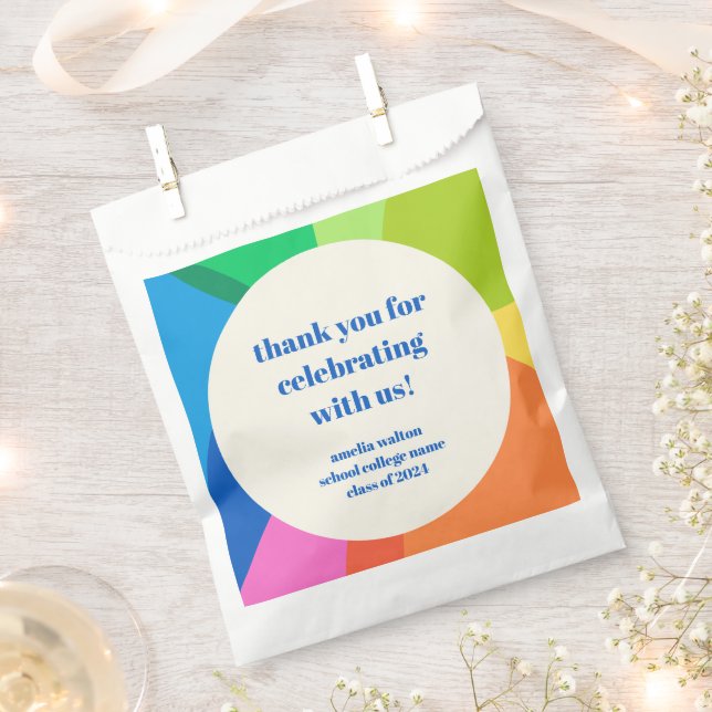 Abstract Rainbow Custom Graduation Party Thank You Favour Bag (Clipped)