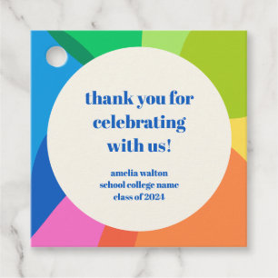 Abstract Rainbow Custom Graduation Party Thank You Favour Tags