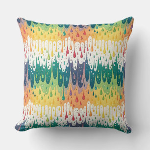 Abstract Rainbow Drip Colourful Liquid Pattern Art Throw Pillow