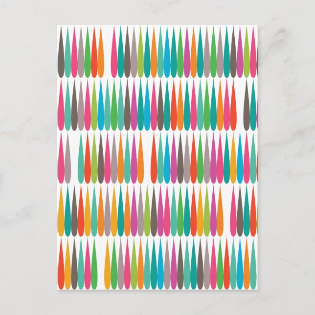 Abstract rainbow drops colourful modern pattern postcard (Front)