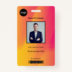 Abstract Rainbow Employee Photo Identification ID Badge