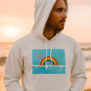 Abstract Rainbow Floral Swirls and Paint Splatter  Hoodie