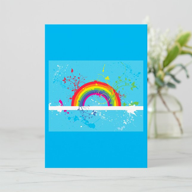 Abstract Rainbow Floral Swirls and Paint Splatter  Invitation (Creator Uploaded)