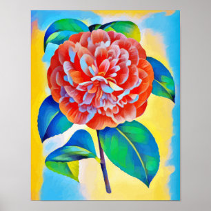 Abstract Rainbow Flower original digital art Poster