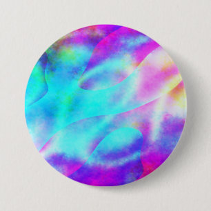 Abstract Rainbow Flowing Stripe Design 3 Inch Round Button