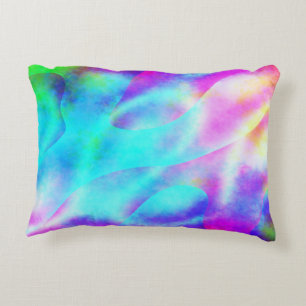 Abstract Rainbow Flowing Stripe Design Accent Pillow