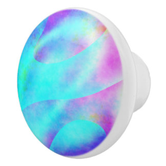 Abstract Rainbow Flowing Stripe Design Ceramic Knob