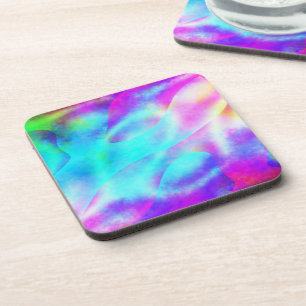 Abstract Rainbow Flowing Stripe Design Coaster