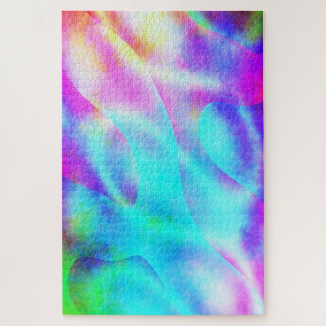 Abstract Rainbow Flowing Stripe Design Jigsaw Puzzle (Vertical)