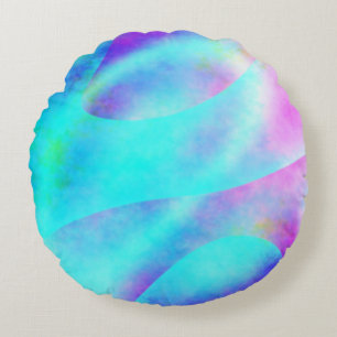 Abstract Rainbow Flowing Stripe Design Round Pillow