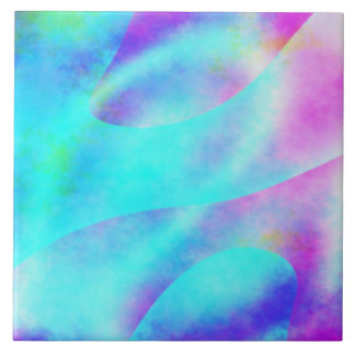 Abstract Rainbow Flowing Stripe Design Tile