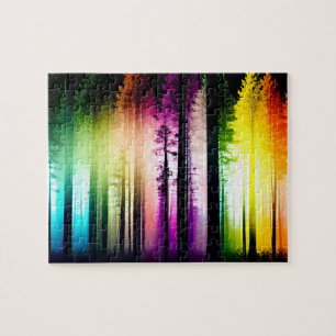 Abstract Rainbow Forest Landscape Jigsaw Puzzle