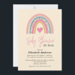 Abstract Rainbow Heart Girl Baby Shower By Mail Invitation<br><div class="desc">An adorable baby shower invitation perfect for a baby girl. This baby shower invitation is set up to be used for a shower by mail event. The design features a cute rainbow in shades of pink,  teal and gold accented with a pink heart.</div>