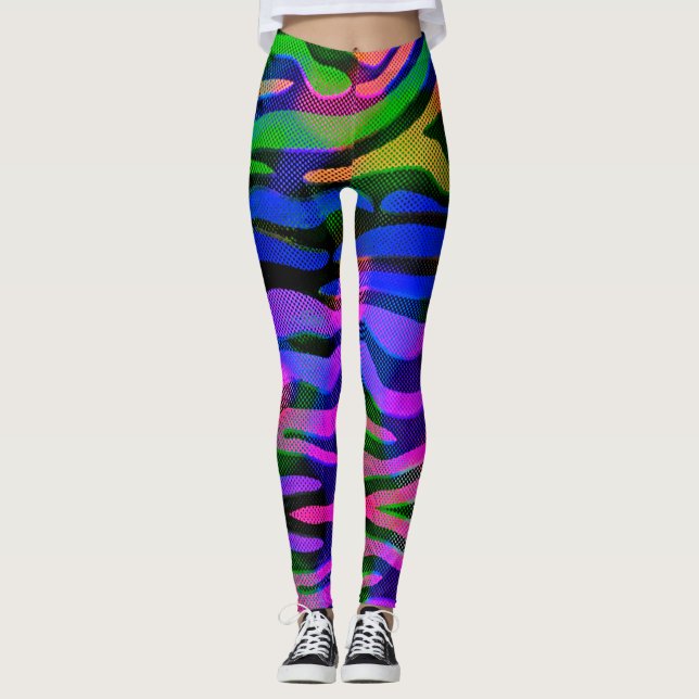 Abstract Rainbow Holographic Look Leggings (Front)