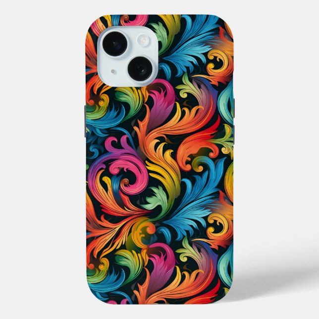 Abstract Rainbow Leaf Pattern Case-Mate iPhone Case (Back)