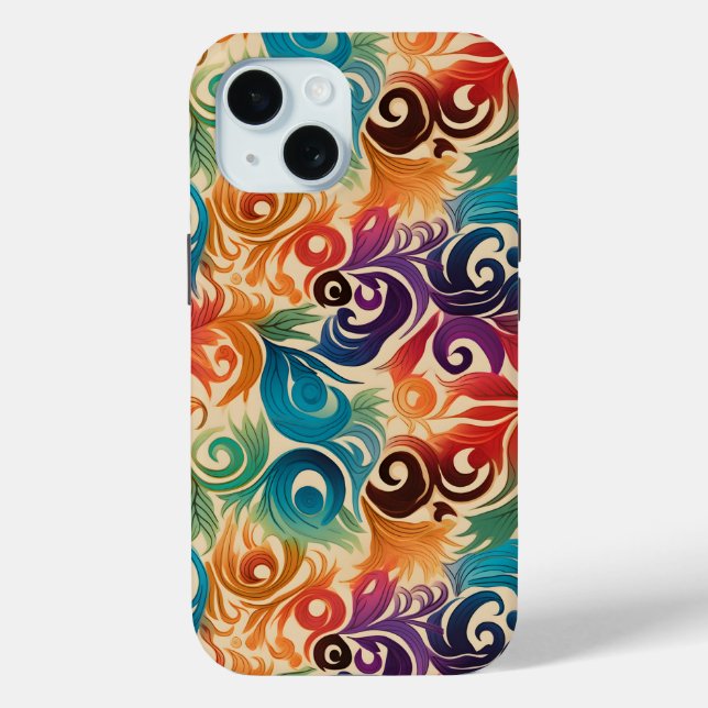 Abstract Rainbow Leaves Pattern Case-Mate iPhone Case (Back)